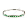 Emerald and Diamond Oval Hinged Bangle